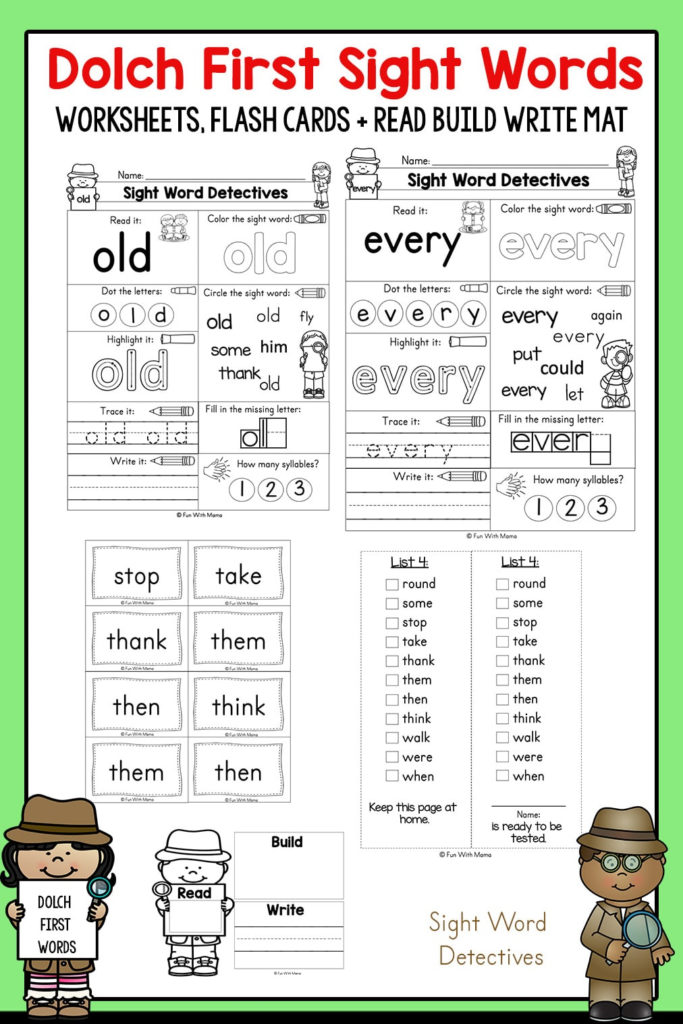 First Grade Sight Words Interactive Worksheets For