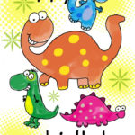 Four Cute Dinosaurs Birthday Card Greetings Island