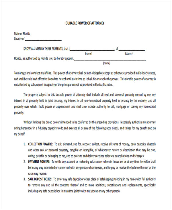 Free Printable Power Of Attorney