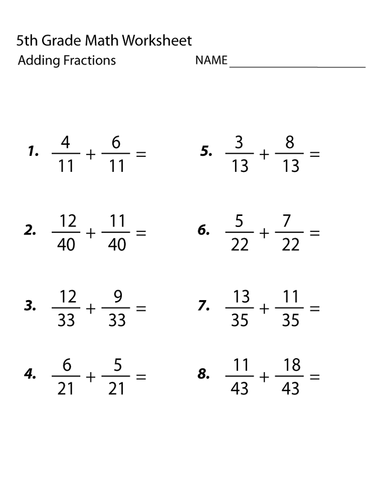 Math Grade 5 Worksheets