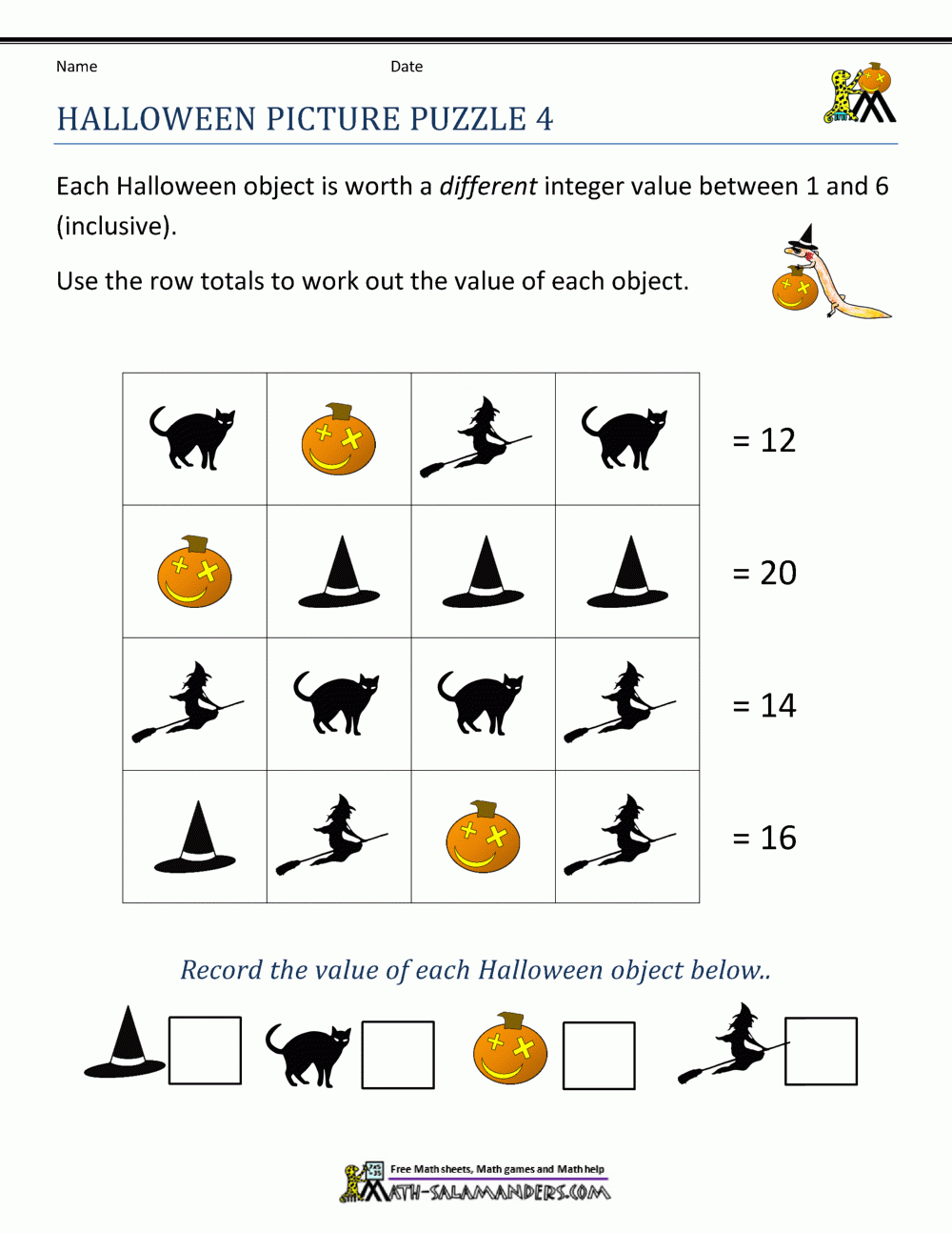 Halloween Math Worksheets