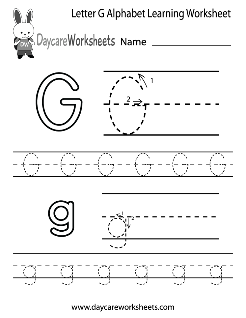 Free Letter G Alphabet Learning Worksheet For Preschool