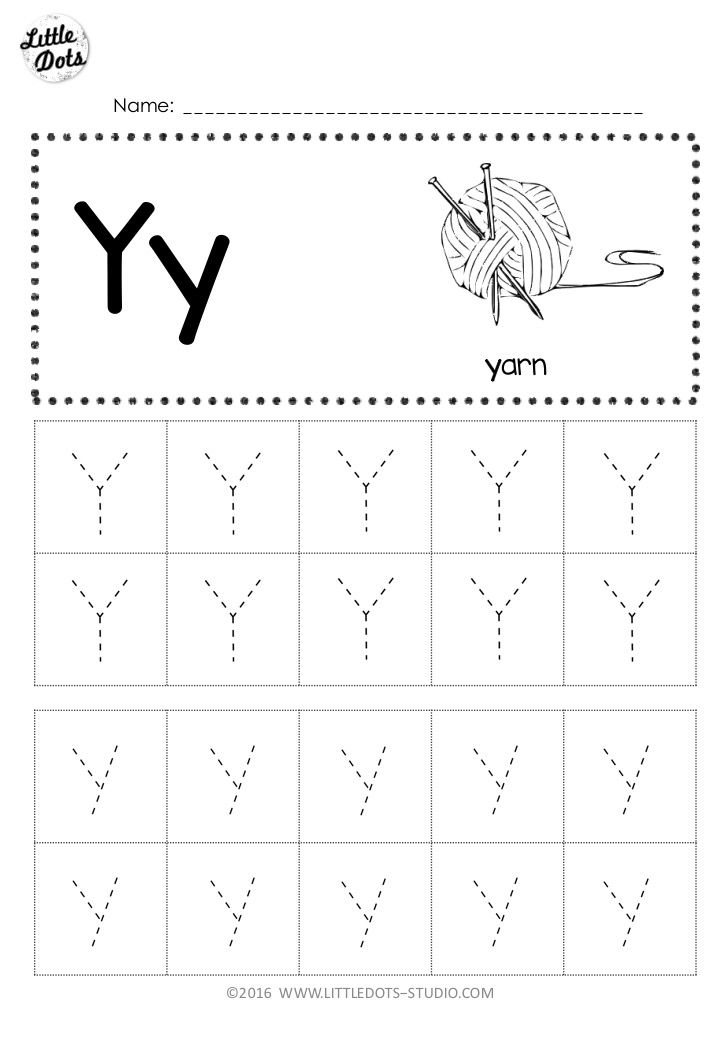 Letter Y Free Printable Worksheets