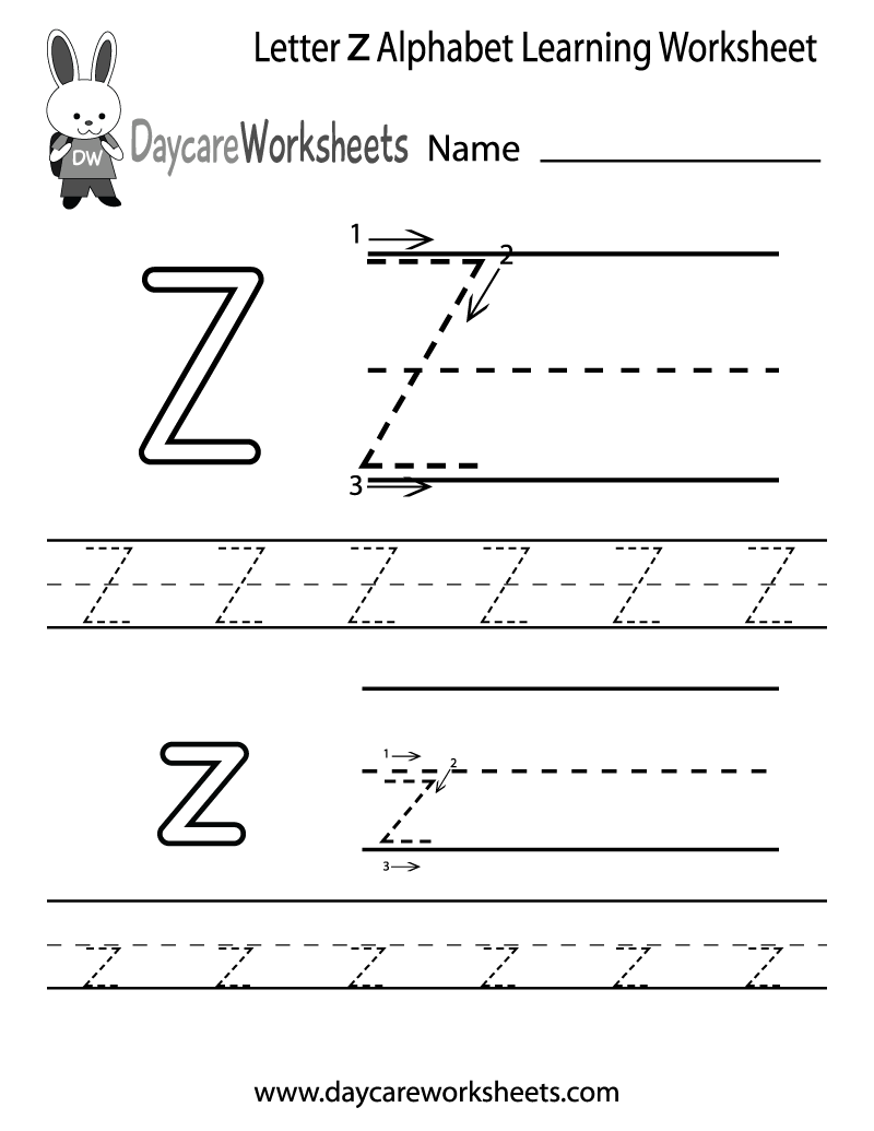 Letter Z Free Printable Worksheets
