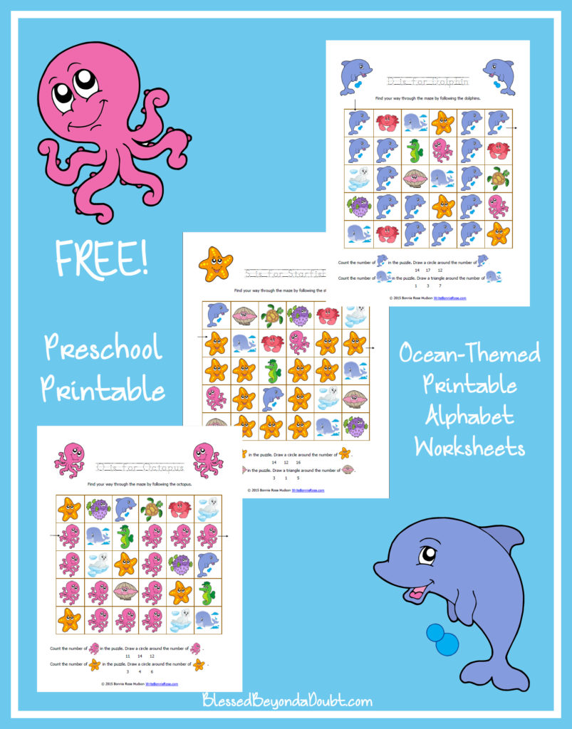 FREE Ocean Themed Printable Alphabet Worksheets For