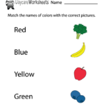 Free Preschool Color Matching Worksheet