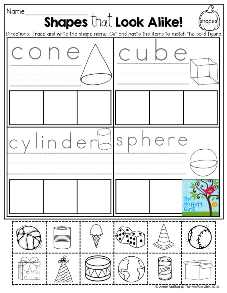 Free Printable 3D Shapes Worksheets For Kindergarten