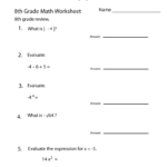 Free Printable 8th Grade Math Review Worksheet