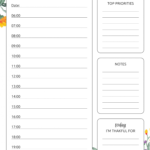 Free Printable Daily Hourly Planner With Flowers PDF Download