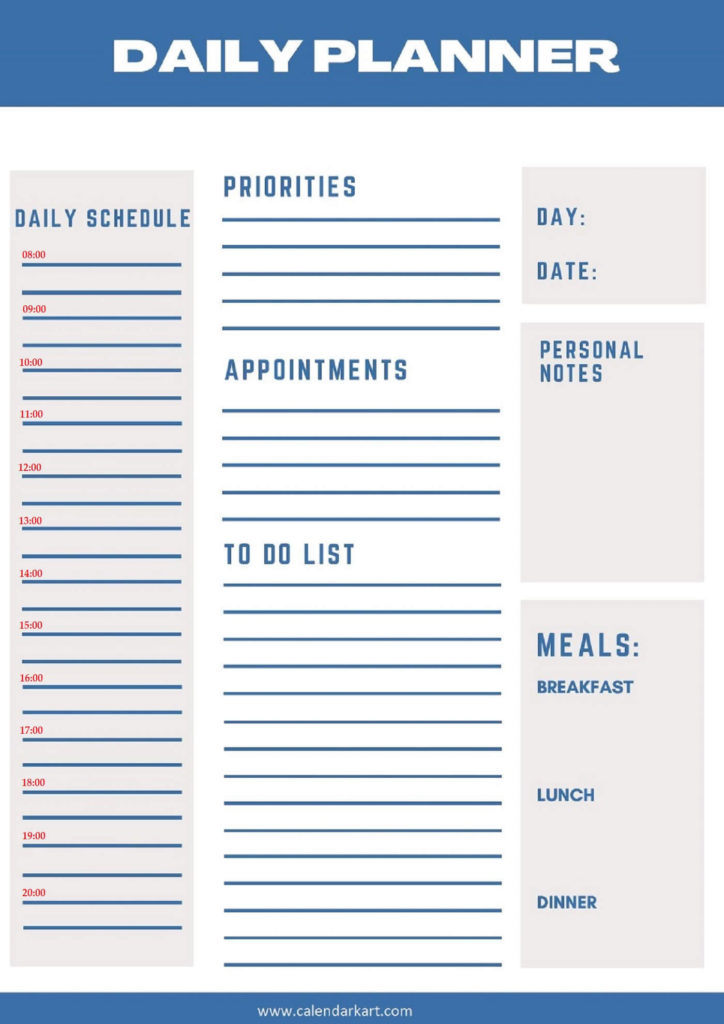 Free Printable Daily Planner 2023 Templates CALENDARKART
