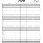 Free Printable Inventory Sheets Inventory Sheet DOC