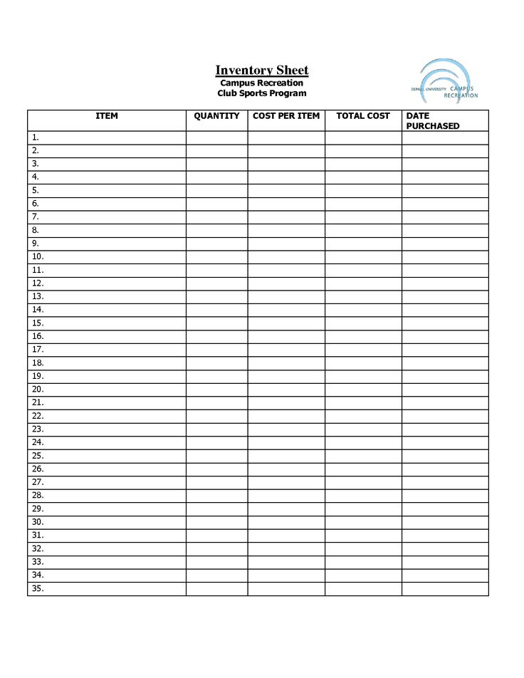 Free Printable Inventory Sheets