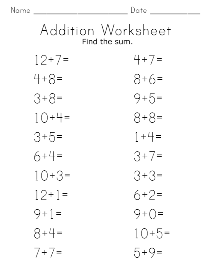 Free Math Sheets