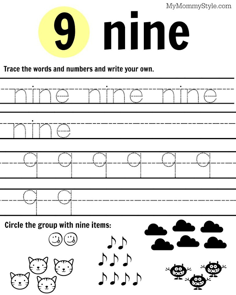 Free Printable Number Worksheets 1 9 My Mommy Style
