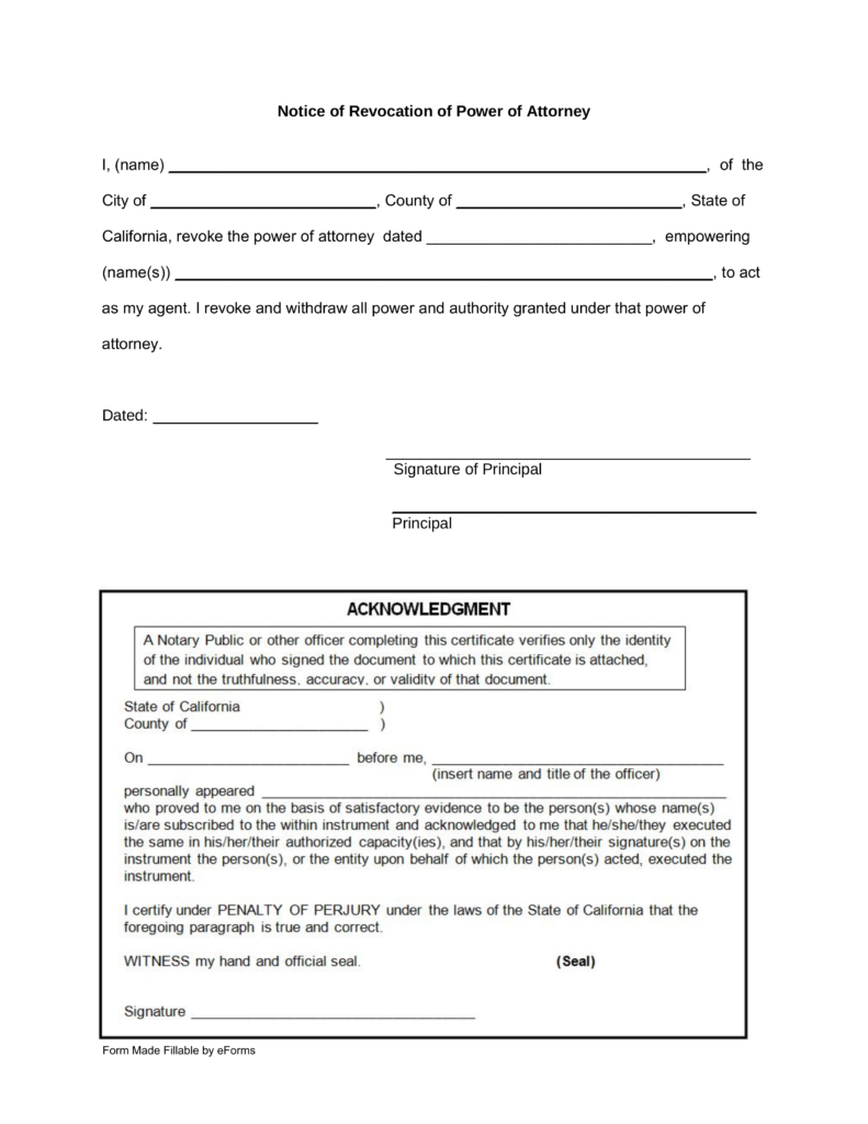 Free Printable Power Of Attorney