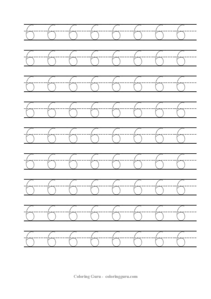 Free Printable Tracing Number 6 Worksheets Preschool