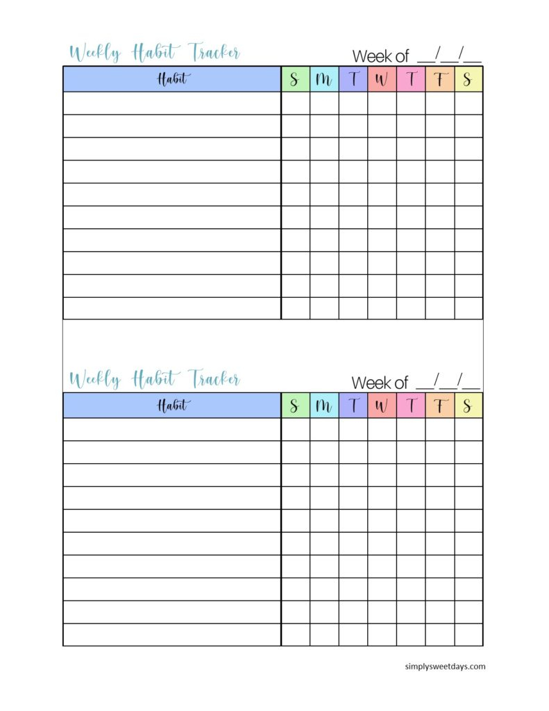 Free Printable Habit Tracker