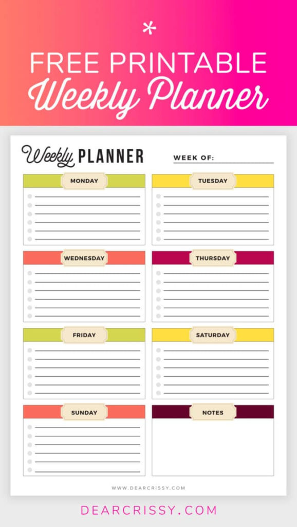 Free Printable Weekly Planner Weekly Planner Printable