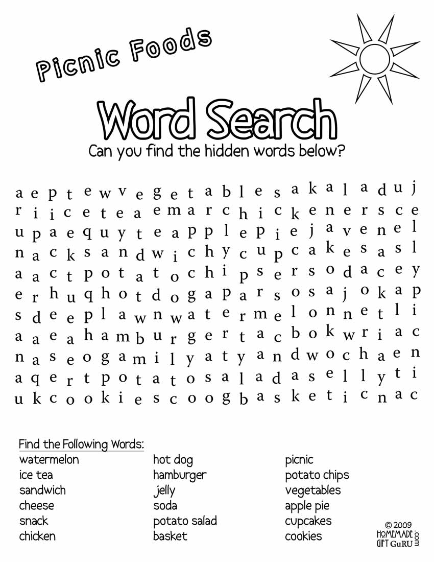 Free Printable Word Searches