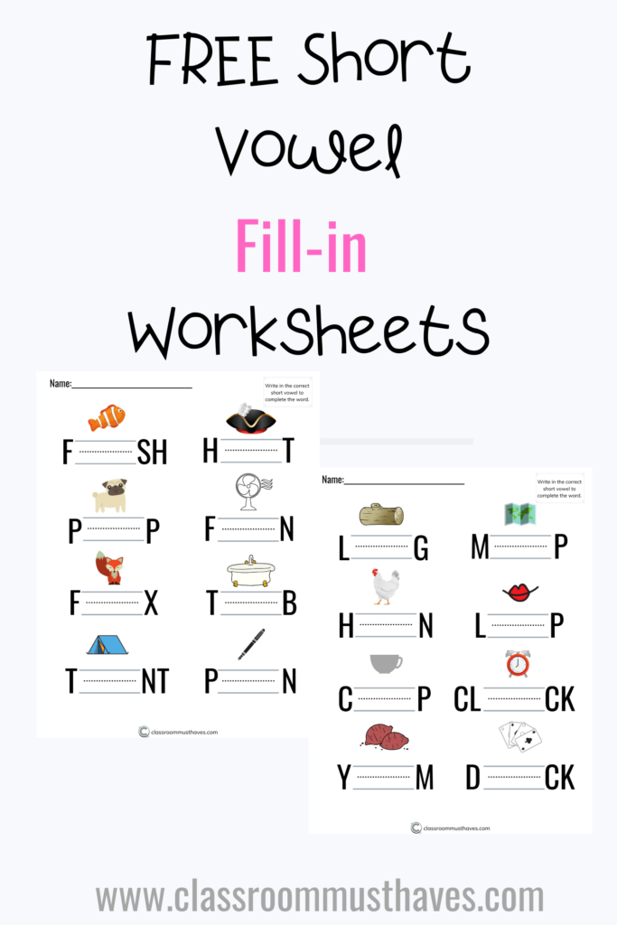 FREE Short Vowel Review Worksheets Www Classroommusthaves