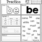 Free Sight Word Practice Kindergarten Worksheets Sight