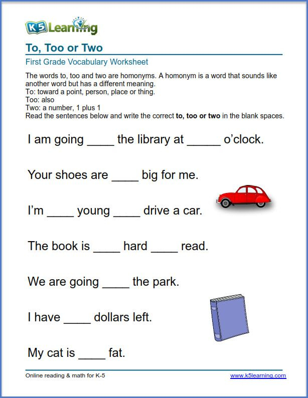 K5 Learning English Worksheets