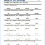 Grade 4 Vocabulary Worksheet Words And Their Meanings