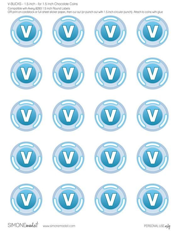Free V Bucks Printable For Chocolate Coins HomeURL.us
