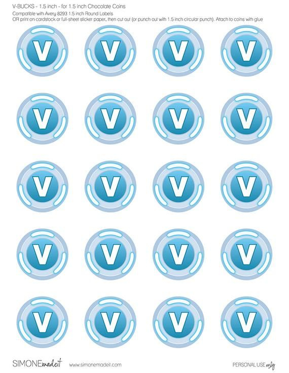 Free V Bucks Printable For Chocolate Coins