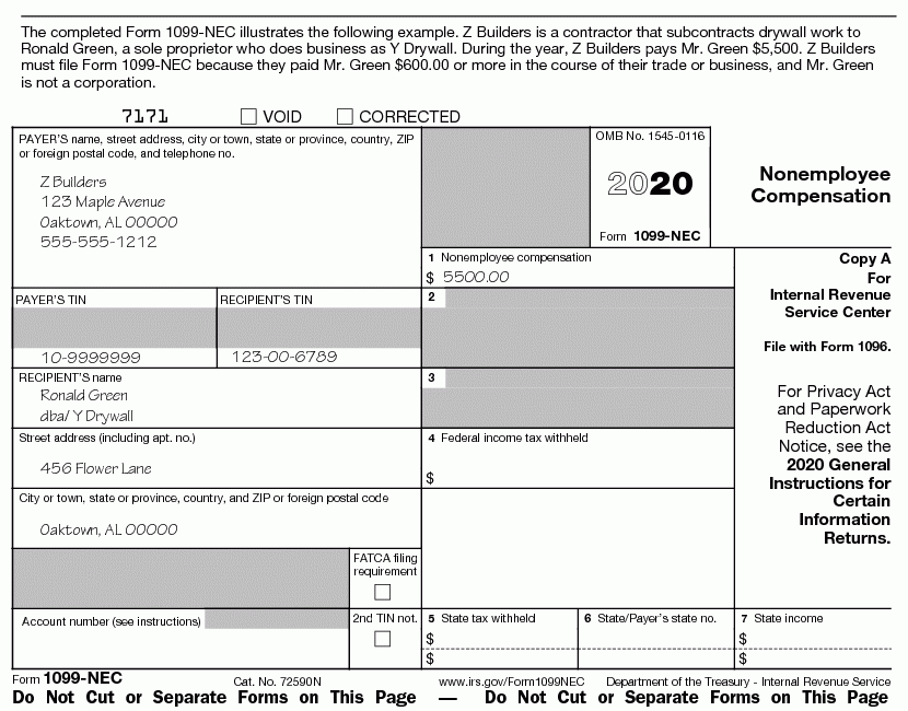 Free Printable 1099-nec Form 2020