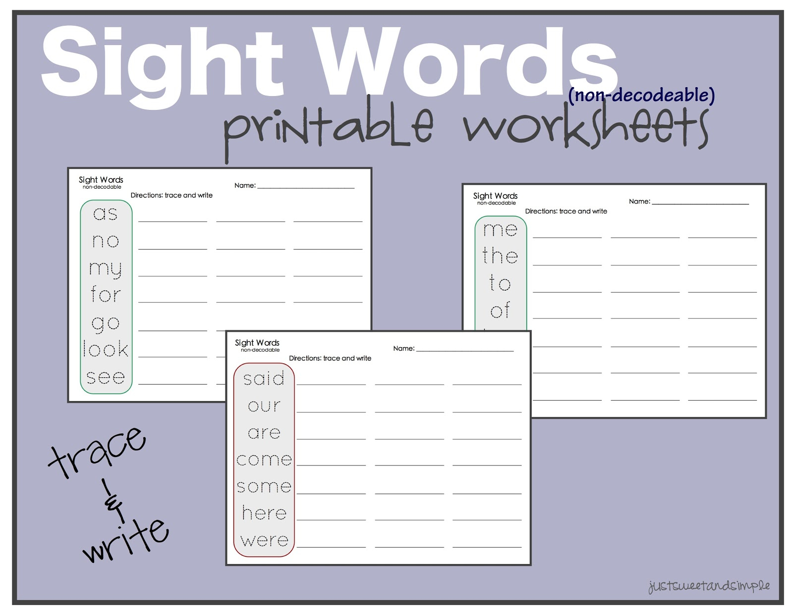 Sight Word Practice Worksheets