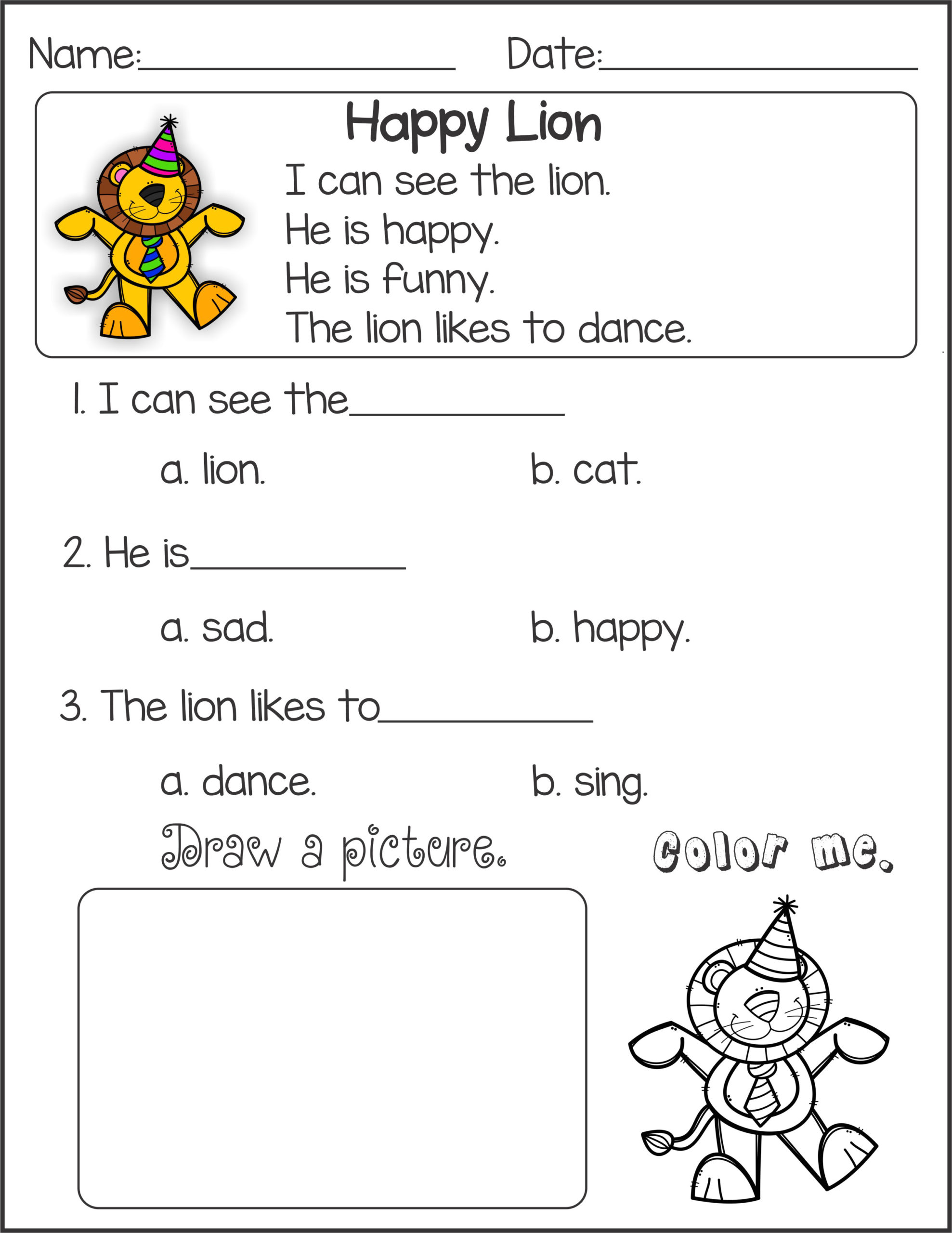 Kindergarten English Worksheets