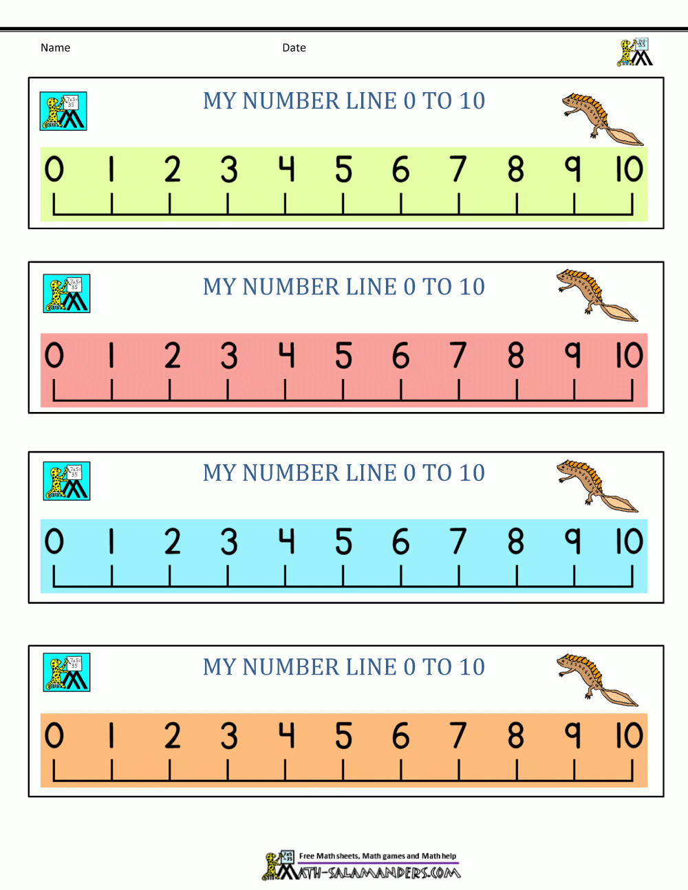 Free Printable Number Line