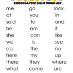 Kindergarten Sight Word List Printable That Are Challenger
