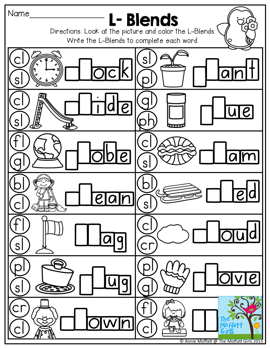 Free Printable L Blends Worksheets