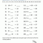 Learning Addition Facts Worksheets 1st Grade