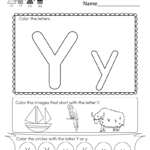 Letter Y Coloring Worksheet Free Kindergarten English
