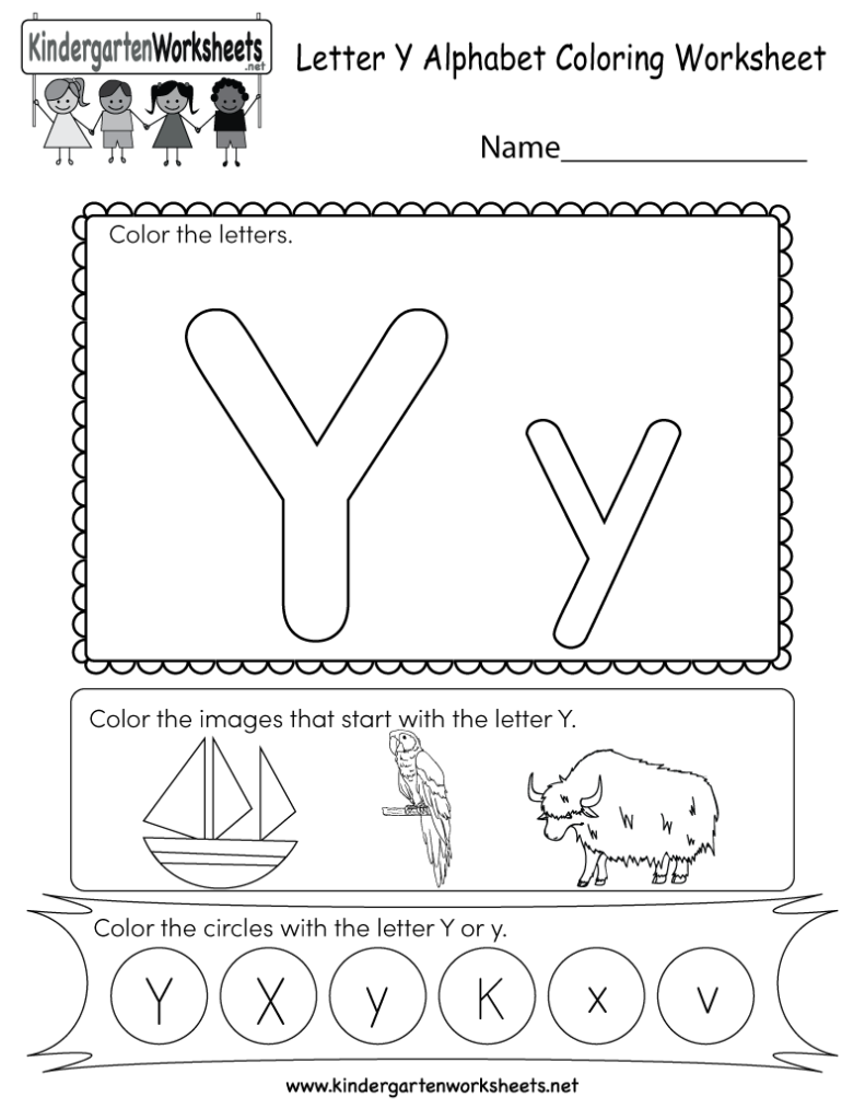 Letter Y Coloring Worksheet Free Kindergarten English