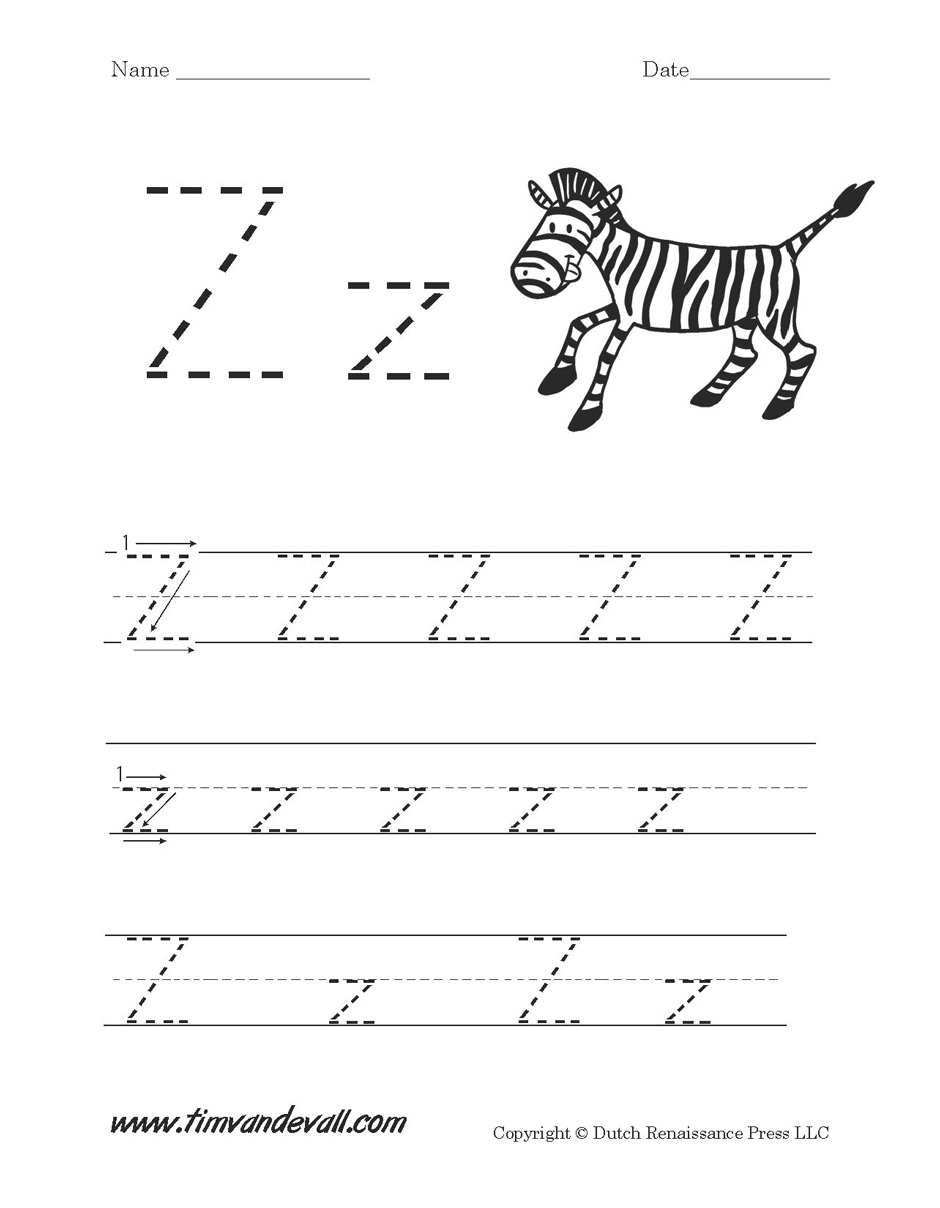 Letter Z Free Printable Worksheets