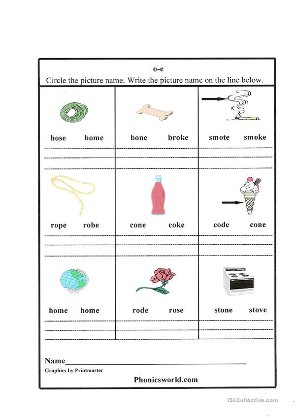 Long O Free Printable Worksheets