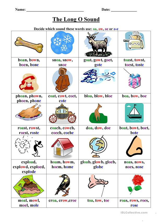 Long O Free Printable Worksheets