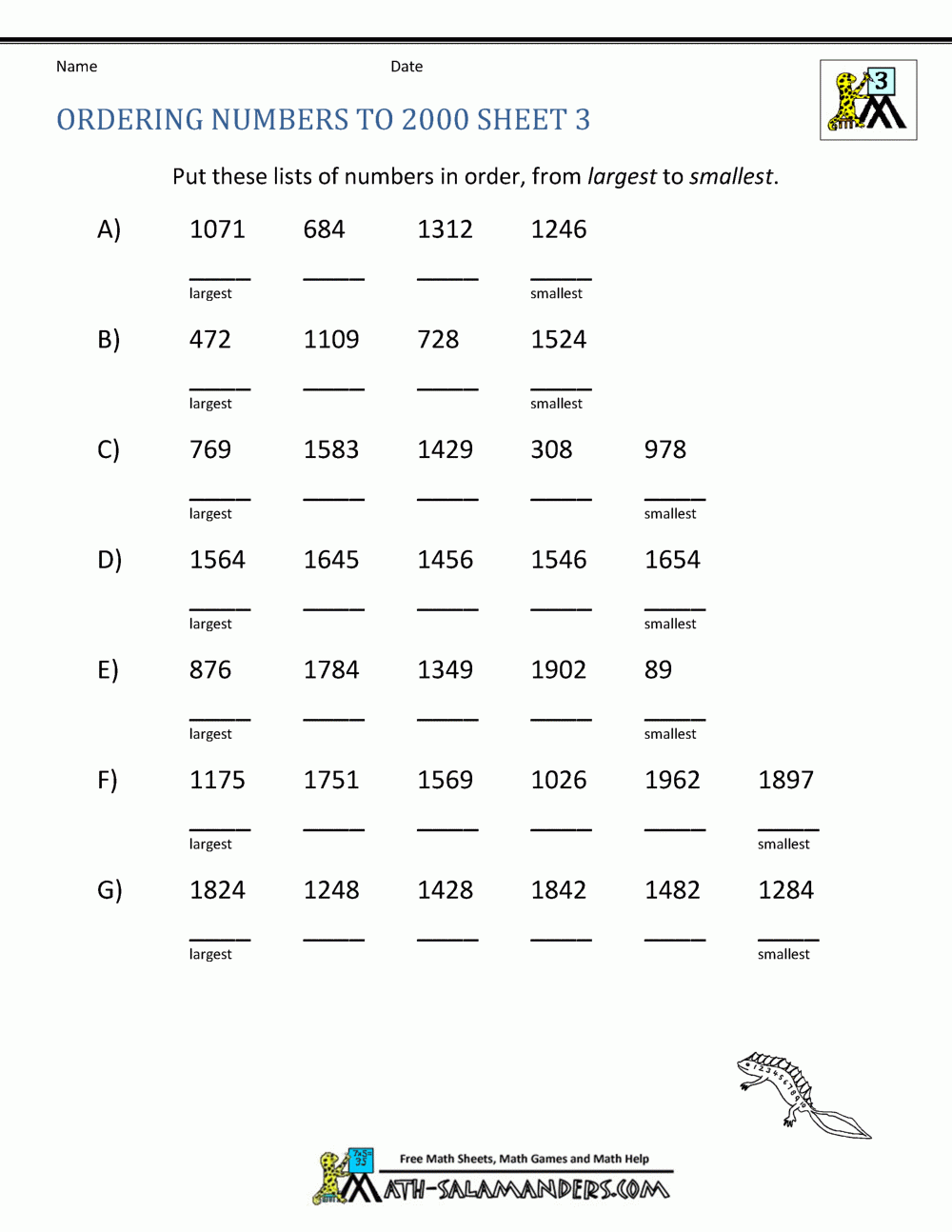 Math Grade 3 Worksheets