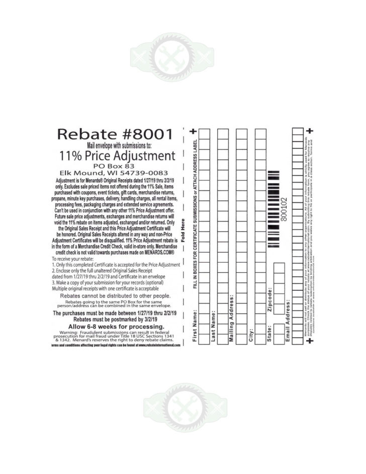 Menards 11 Rebate Back Date