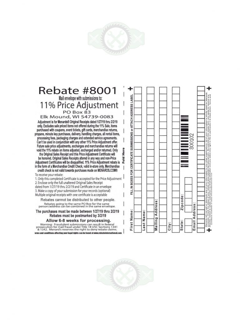 Menards Rebate Adjustment Form 2023