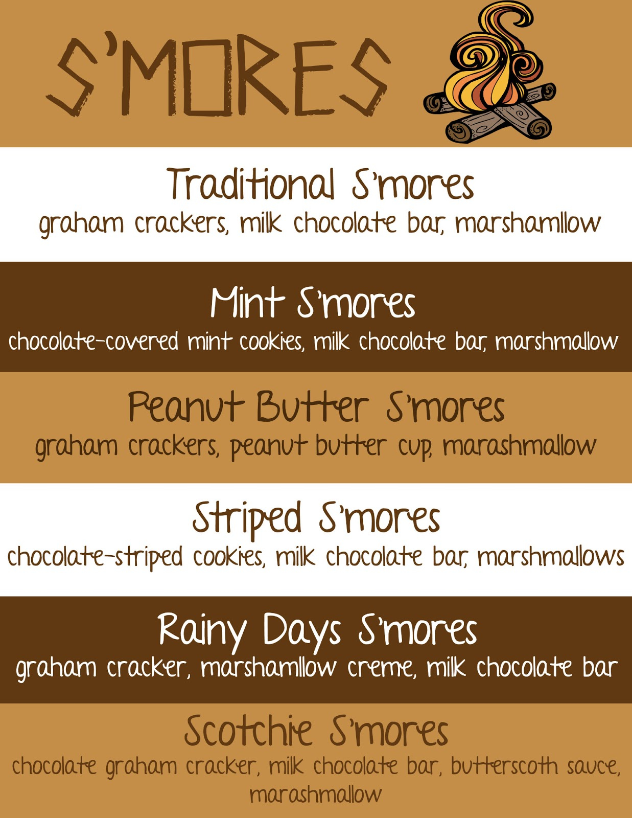 S'mores Bar Free Printables