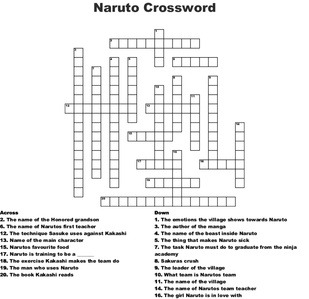 Naruto Crossword WordMint