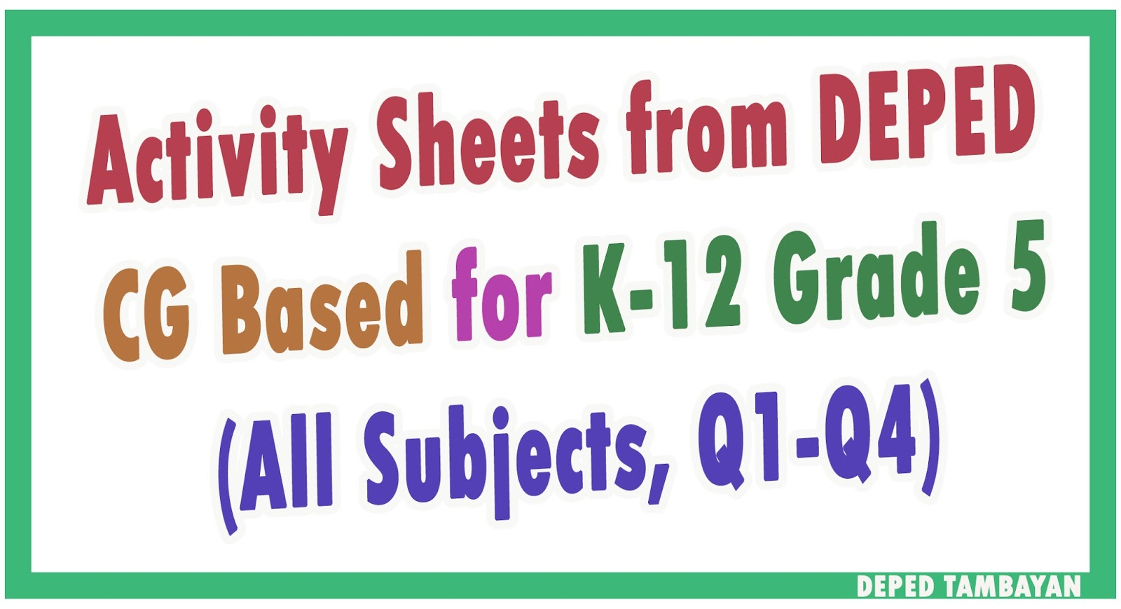 Learning Activity Sheets For Grade 5