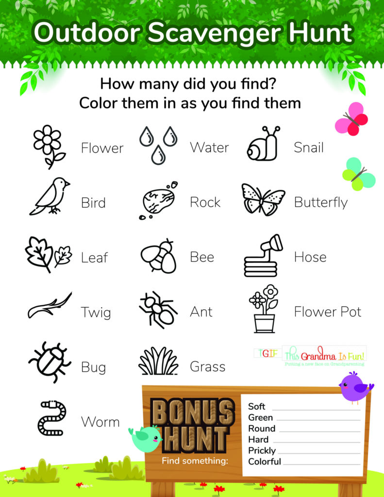 Outdoor Scavenger Hunt Free Printable TGIF This