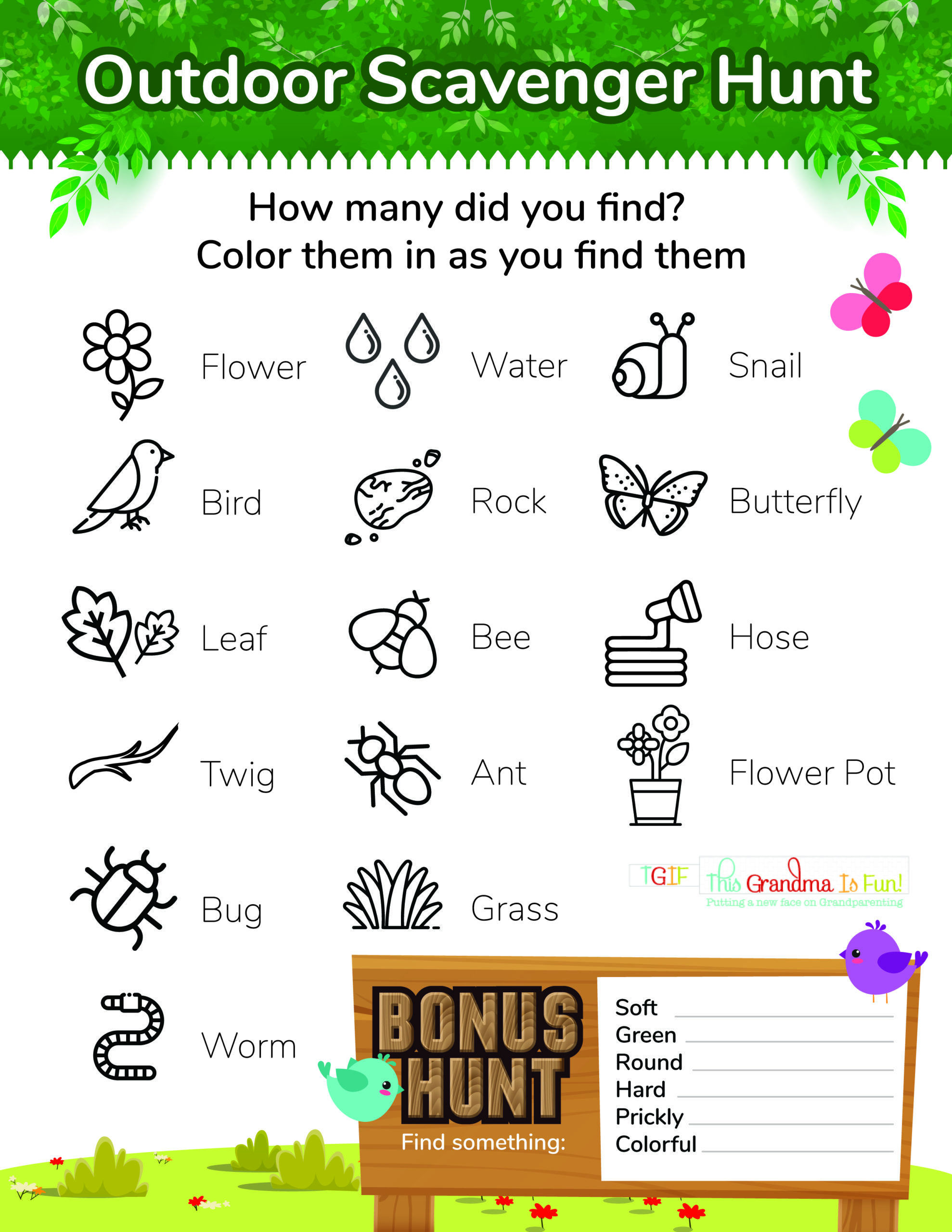 Free Printable Outdoor Scavenger Hunt