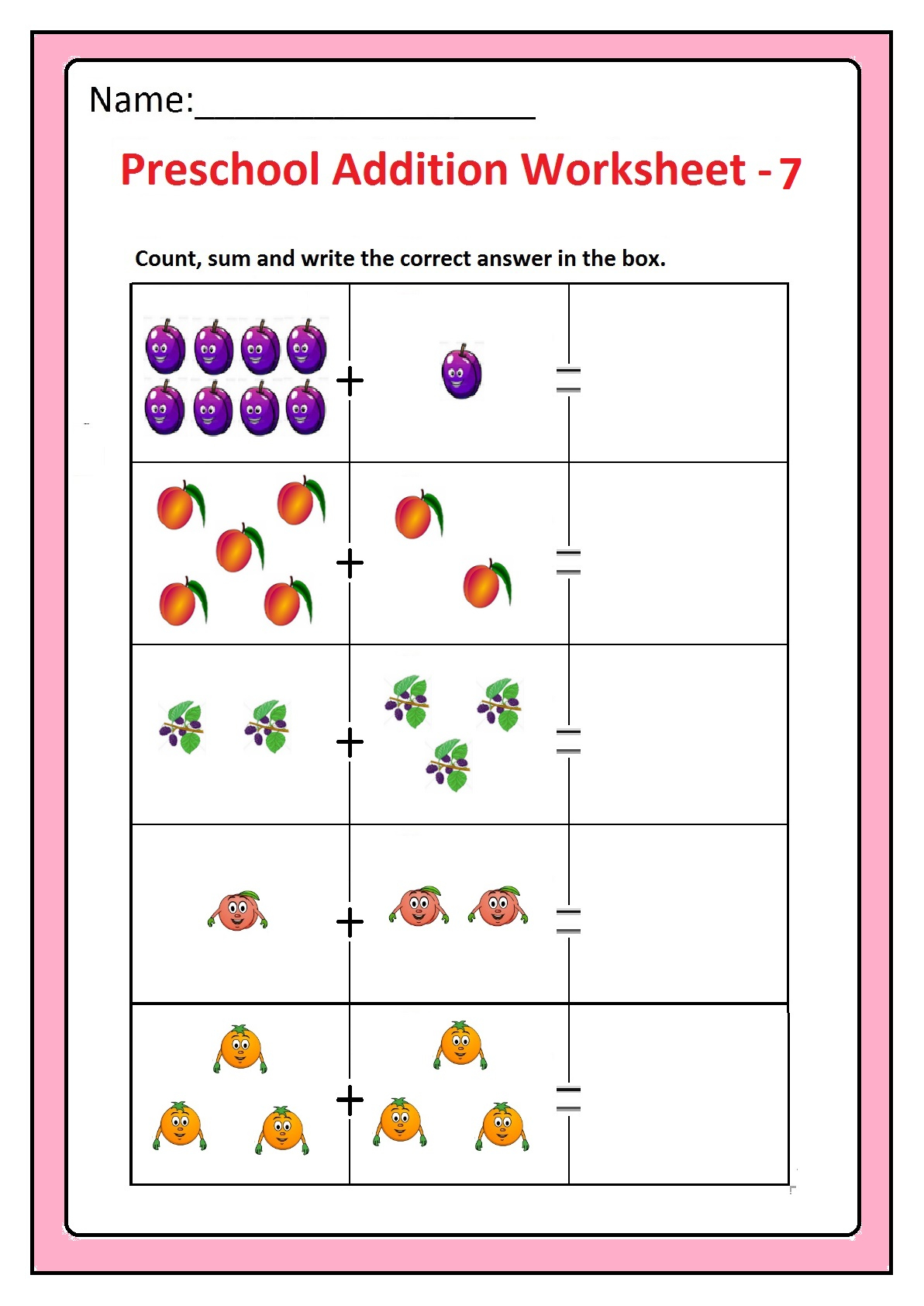 Free Printable Kindergarten Worksheets